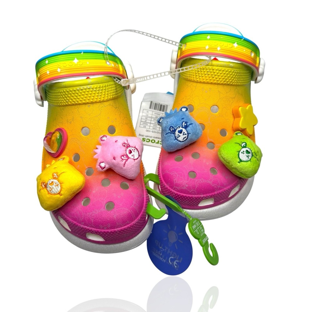 M 5 / W 7 - RARE Crocs Care Bears Clog‎ Multicolor Light Up Brand New